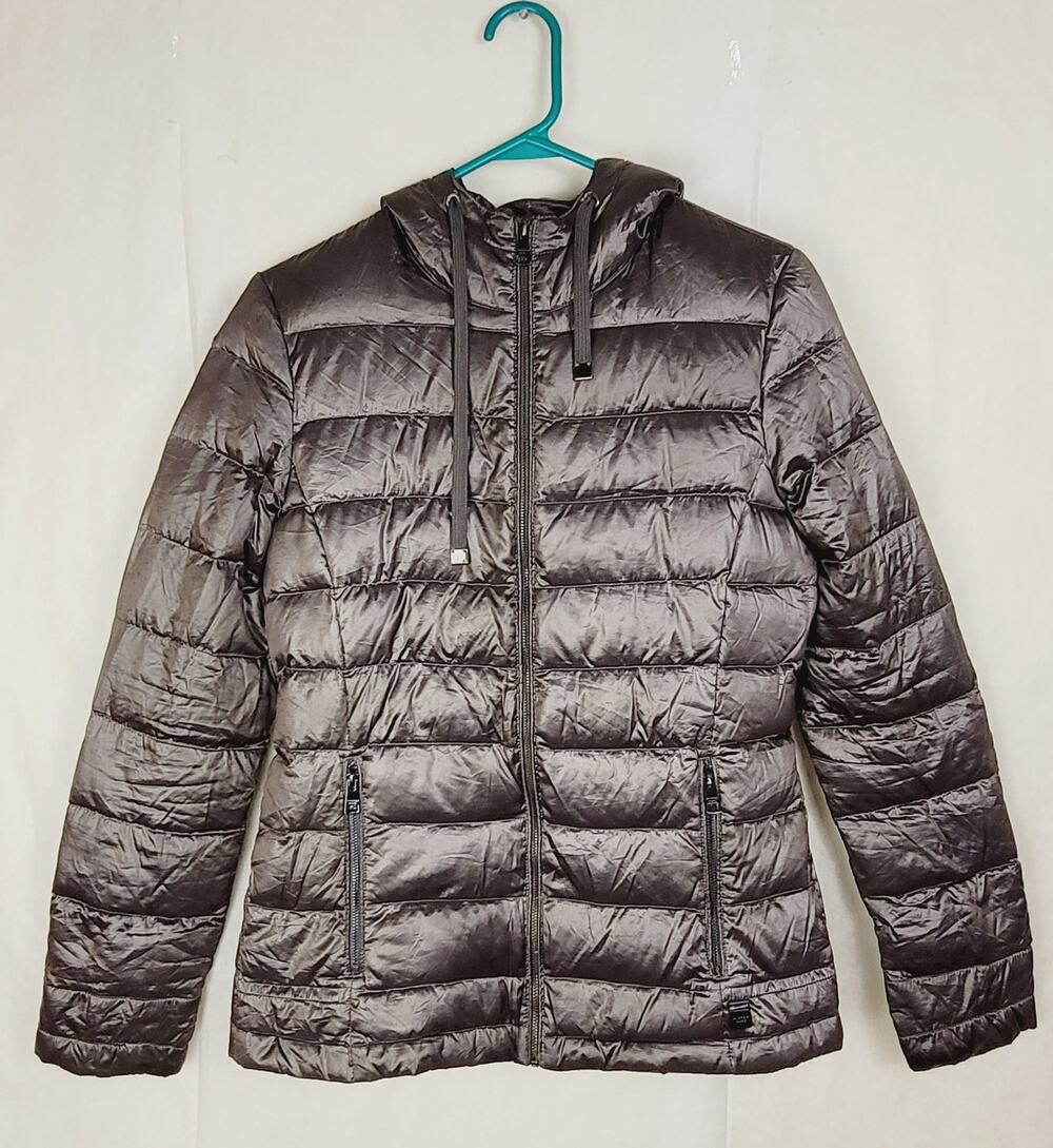 Andrew Marc grey duck down packable puffer coat size XS Ski Outdoors Lightweight